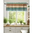 thumbnail image 2 of Vintage Wood Grain Valances for Windows Teal Turquoise Brown Stripe Board Farmhouse Valance Rod Pocket Short Window Treatments Curtains for Kitchen Bathroom Living Room Bedroom, 42 x 12 Inch, 2 of 7