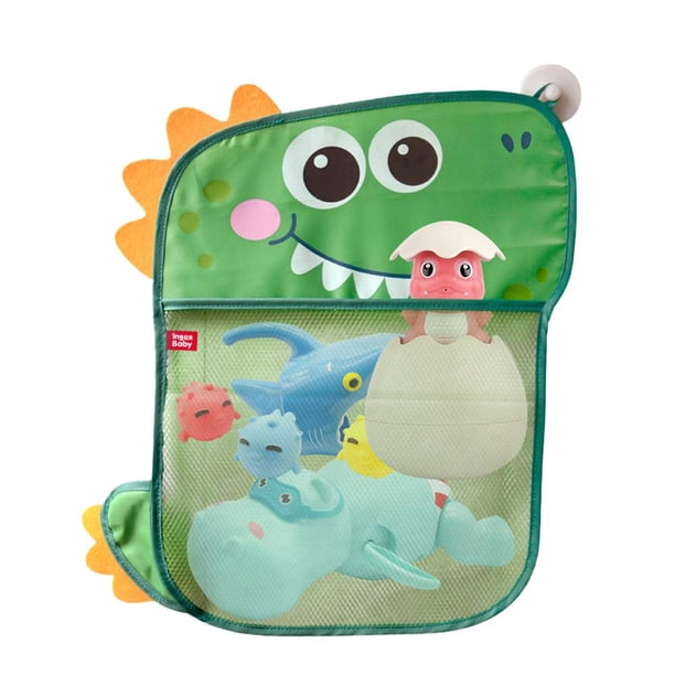 Bolsa de malla de cesta con soporte de juguetes de succión lavable para almacenamiento de juguetes (dinosaurio verde Tmvgtek libre de BPA