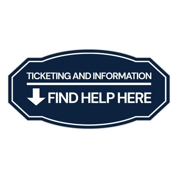 Signs ByLITA Victorian Ticketing and Information Find Help Here ABS Plastic | Laser Engraved | Easy Installation | Elegant Design Sign (Navy Blue / White) - Large