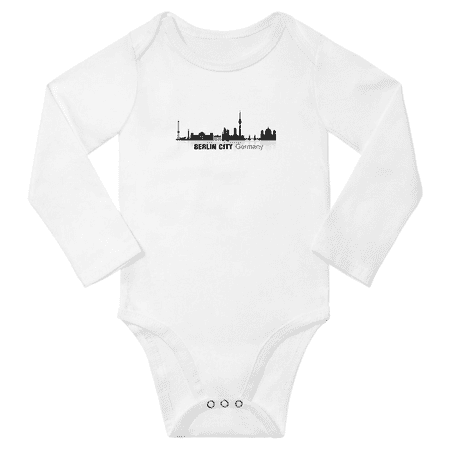

Berlin City Germany Skylines Silhouettes Funny Baby Long Sleeve Bodysuit Boy Girl Unisex (White 6-12M)