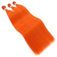 thumbnail image 3 of Paquete de cabello lacio, extensión de cabello sintético súper largo, tejido de cabello lacio Yaki falso, color naranja, de punta a punta YunRong, 3 of 5
