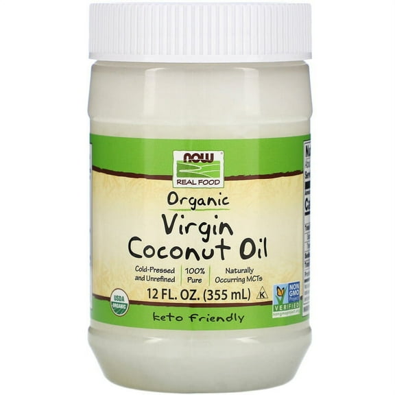 NOW Foods, Real Food, Organic Virgin Coconut Oil, 12 fl oz Pack of 4