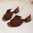 thumbnail image 2 of SACFOF Women's Knit Mesh Slip On Block Heeled Mule Sandals Fashion Square Toe Comfort Casual Beach Low Chunky Heels Open Toe Walking Slide Sandals, 2 of 6