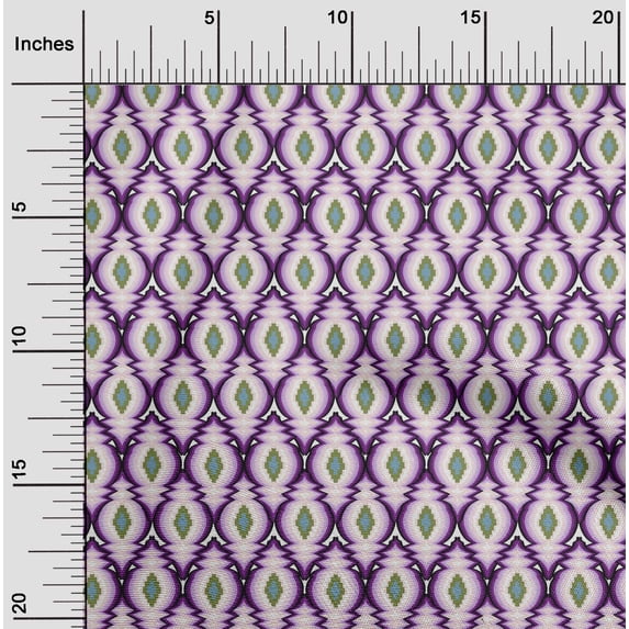 oneOone Silk Tabby Fabric Ogee Flame Stitch_Printed Fabric 1 Yard 42 Inch Wide