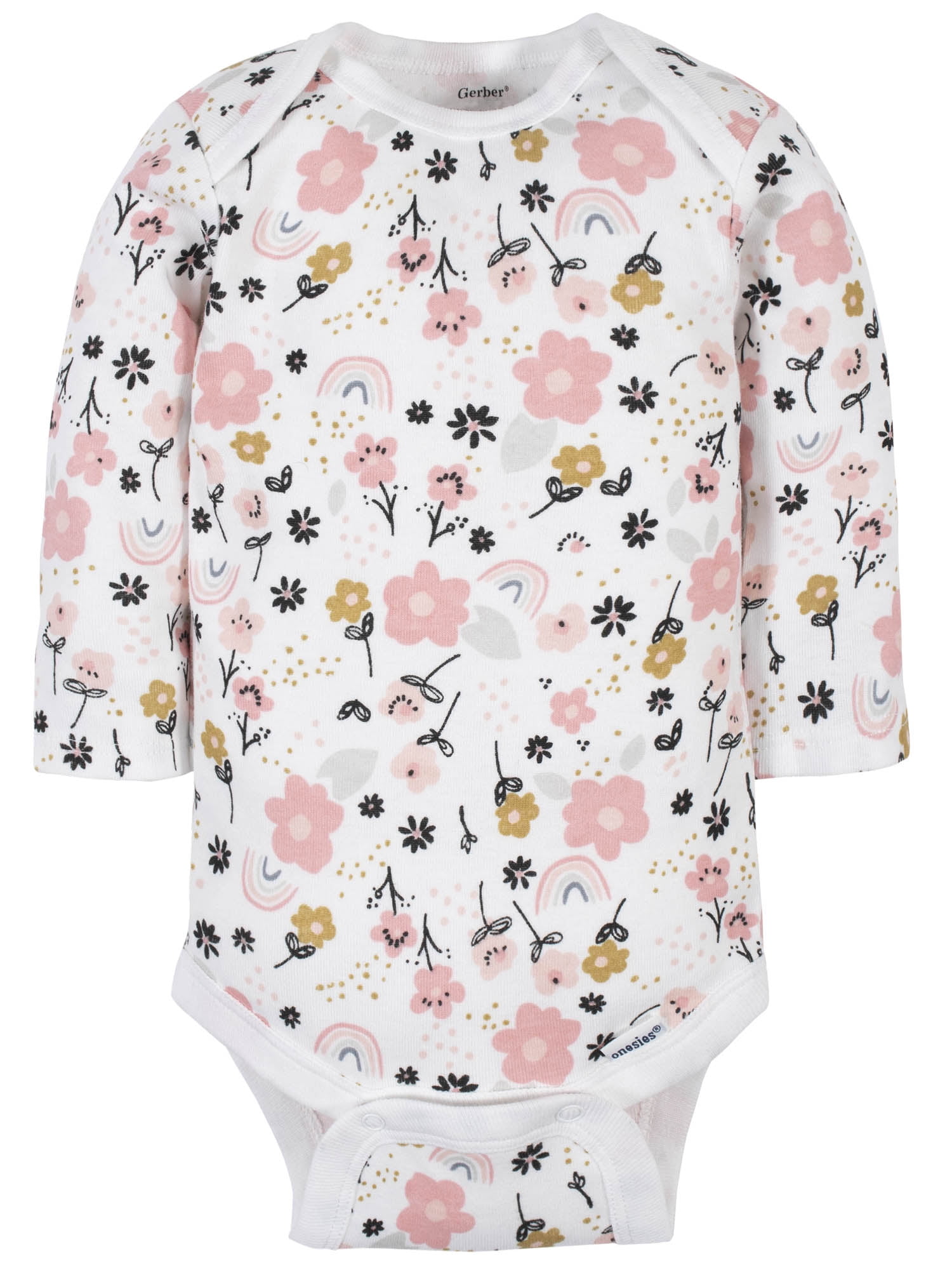 Gerber Baby Girl Long Sleeve Onesies Bodysuits, 6-Pack