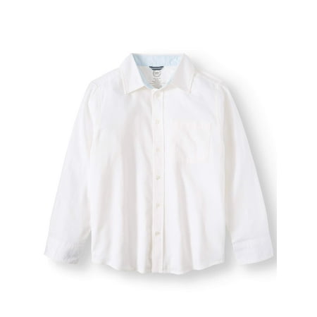 Wonder Nation Long Sleeve Stretch Classic Button-Up Shirt (Little Boys, Big Boys, & Husky)