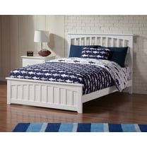AFI Mission Full Wood Platform Bed with Slatted Headboard and Footboard, White