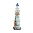 thumbnail image 6 of 7" x 16" Blue Wood Light House Sculpture with Netting, by DecMode, 6 of 10