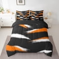 thumbnail image 2 of Homewish Geometric Lines Print 7 Pieces Bedding Comforter Set,Graffiti Stripes Pattern Full Bedding Set,Orange White Black Fitted Sheet Flat Sheet For Teens,Luxury Bedroom Decor Reversible, 2 of 8