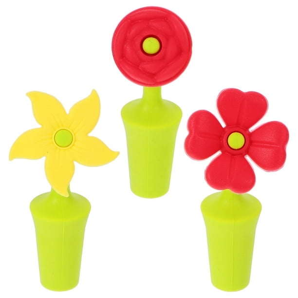 3 tapones de silicona reutilizables para botellas de vino y cerveza