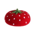 thumbnail image 4 of Abbraccia Strawberry Hat French Cap Fancy Dress Beanie Fashionable Comfortable Artist Painter Hat Cabbie Cap Wool Hat 55to60cm for Adults, 4 of 7