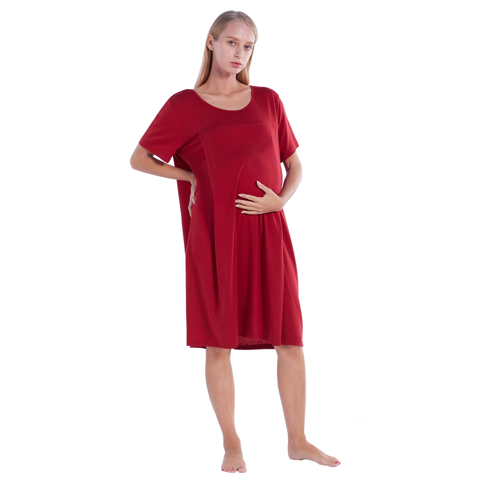 Baywell Labor and Delivery Gown Short Sleeve Maternity Nightgown