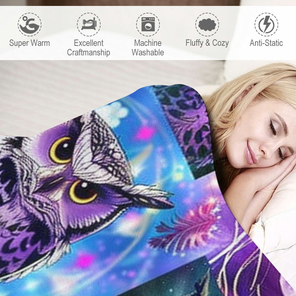 Nawypu Owl Blanket Soft Cozy Throw Blanket Lightweight Plush Warm Blankets Camping Animals Blanket Owl Gifts for Owl Lovers for Women Men for Holiday Sofa Couch for All Season Owl Decor