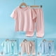 thumbnail image 5 of Gibobby Conjunto térmico bebé Camiseta de manga corta de color sólido para niños + Pantalones Ropa de informal diaria de verano(Azul celeste, 7-8 Años), 5 of 5