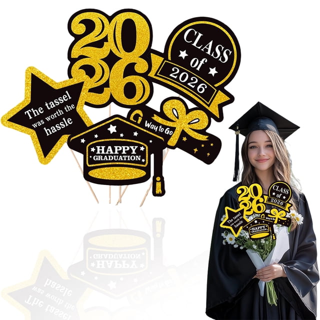 Party Decoration Home Decor Ornament for Wedding Decoration 1 Set Graduation Decoration Class of 2026 Congrats Grad Centerpiece Sticks 2026 Graduation Table Decor Toppers for College Congrats
