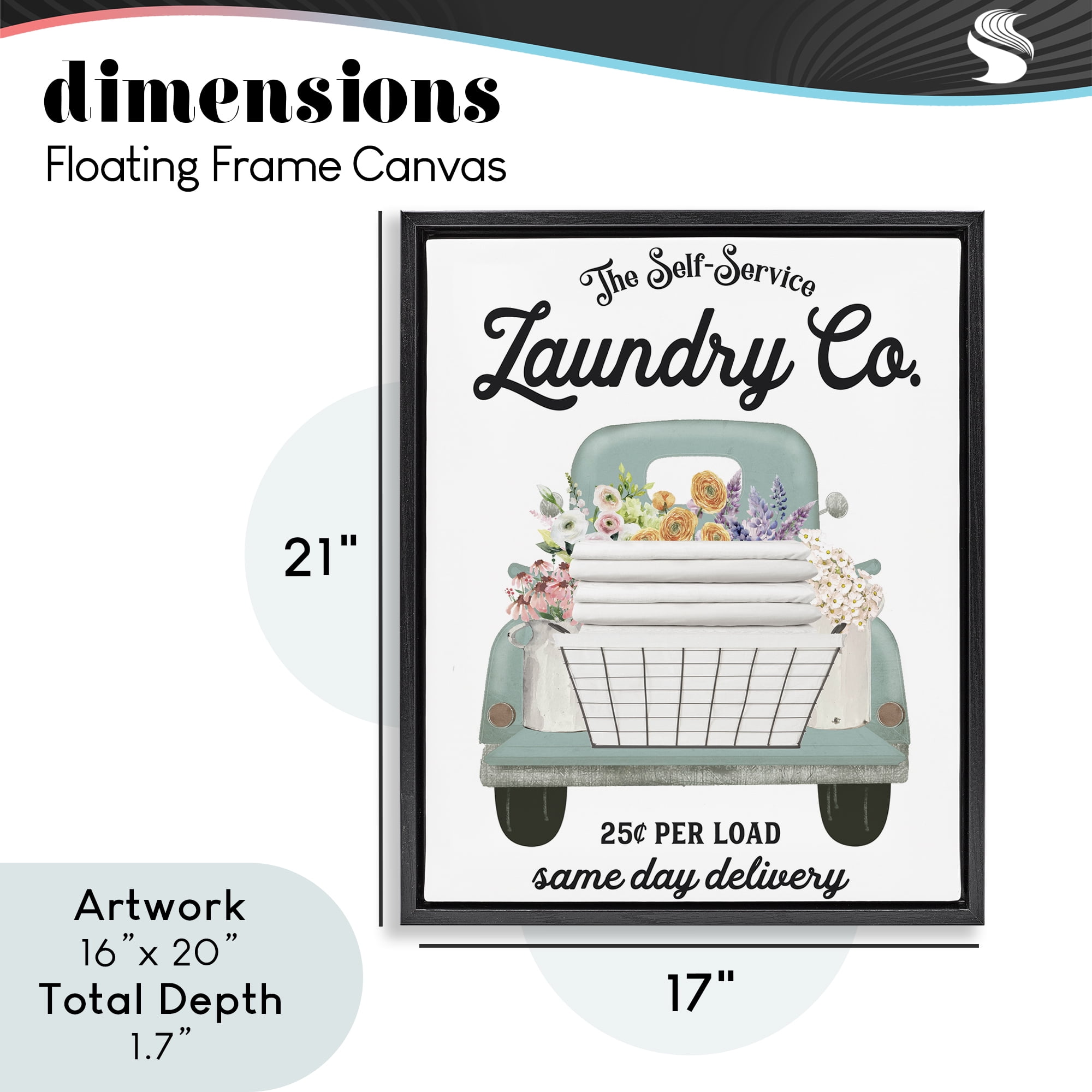 Laundry Delivery Truck Black Framed Floater Canvas Wall Art, design by Lettered and Lined