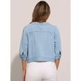 thumbnail image 4 of DARING DIVA Women's Casual 3/4 Sleeve Button Up Cropped Denim Jacket XS Light Blue, 4 of 6
