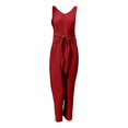 thumbnail image 4 of Women's V-Neck Sleeveless Wide Leg Jumpsuit - Adjustable Waist Romper for Summer Casual Wear, 4 of 4