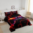 thumbnail image 3 of YST Kids Gamer Comforter Set Twin, Gaming Bedding, Video Games Controller Gamepad Bedding Comforter Sets Neon Glowing Square Geometric Grid Red Bedroom Decor Duvet Insert, 3 of 7