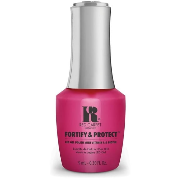 Red Carpet Manicure Fortify & Protect Bright Pink Crème Gel Polish for Strong, Healthy Nails - Infused with Vitamin A & Biotin - (Cherry Blossom Beauty) Led Nail Gel Color, 0.3 Fl Oz