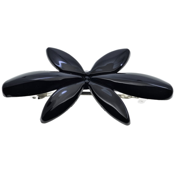 Camila Paris CP2875 French Hair Barrette Clip for Girls Flower, Black, Automatic Clasp Strong Hold Grip Hair Clips for Women, No Slip and Durable Styling Girls Hair Accessories, Made in France