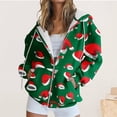 thumbnail image 1 of Hauts d'Automne pour Femmes 2023 Pull à Capuche Imprimé Décontracté à Manches Longues avec Fermeture Éclair Vert-B L, 1 of 5