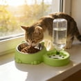 thumbnail image 6 of Mecorevxz Automatic Cat Feeder and Water Dispenser with Stainless Steel Bowl Dog Gravity Food Feeder and Waterer for Small Medium Pets Puppy Kitten(Green), 6 of 7