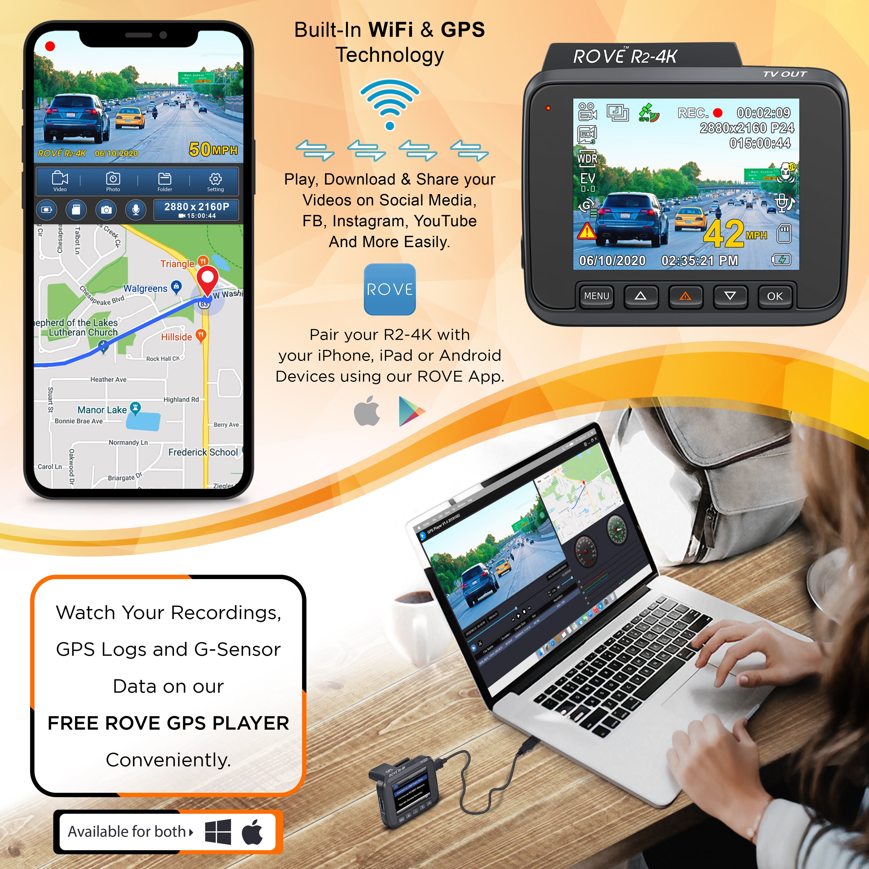ROVE, Car Audio, Video & GPS, Rove R24k Pro Dash Cam