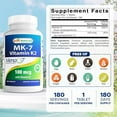 thumbnail image 3 of (3 pack) Best Naturals Vitamin D3 with K2 (MK7) 5000 IU Vitamin D3 & 100 mcg Vitamin K2 MK7, 180 Tablets | Supports Supplement Bone and Heart Health, 3 of 9