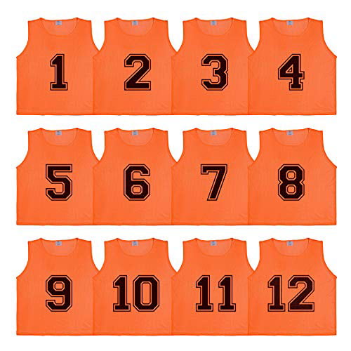 Athllete DURAMESH Set of 12 Scrimmage Vest/Pinnies/Team Practice Jerseys with Free Carry Bag. 