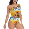 thumbnail image 3 of Haiem Animals on Noah's Ark1 Women's One Piece Swimsuits Tummy Control One Shoulder Bathing Suits Ruffle Swimwear-Small, 3 of 8