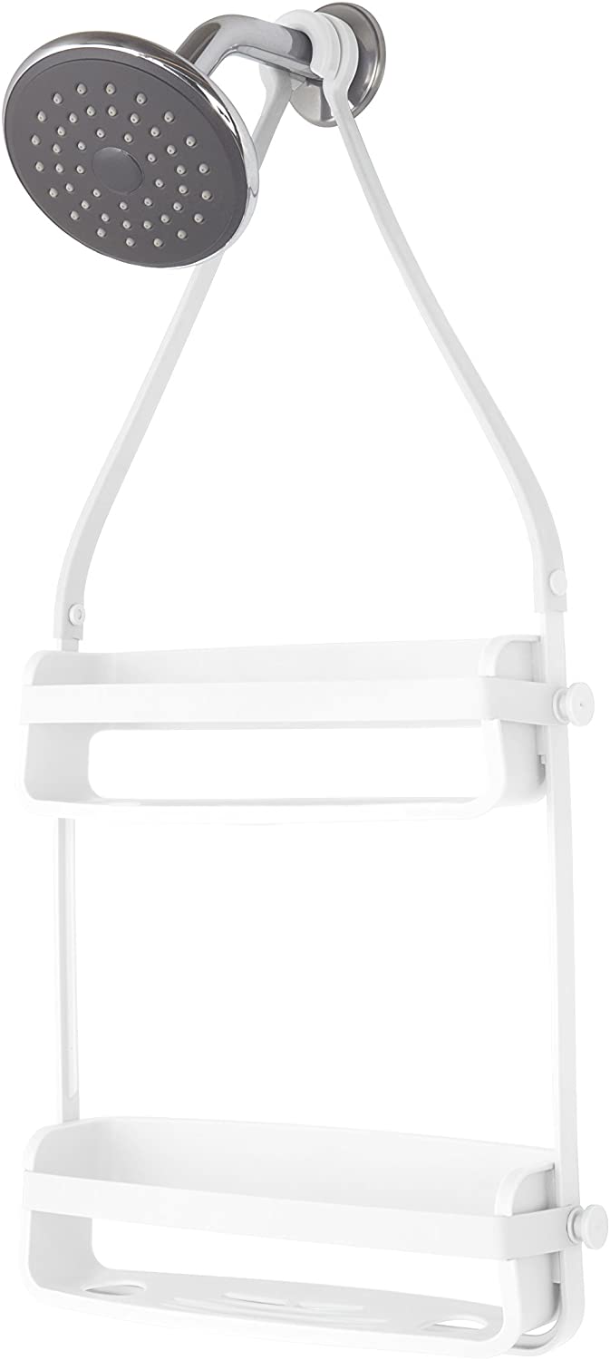 Hanging shower, bathtub rack and bathroom storage rack, 2layer white