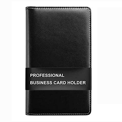 Sooez Leather Business Card Book Holder Professional Business Cards Book Organizer PU Name Card Credit Cards Book Holder Booklet for Women Orange 