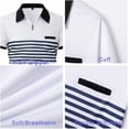 thumbnail image 3 of Men's Polo Shirts 2024 Short Sleeve Casual Polo T Shirt Color Block Slim Fit Golf Shirts with Pocket, 3 of 5