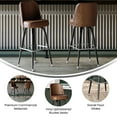 thumbnail image 4 of Emma + Oliver Set of 2 Weathered Brown Bar Stools with Metal Frames, Vinyl Upholstered Swivel Bucket Seats, and Footrests, 4 of 11