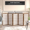 thumbnail image 3 of 3 ft. Tall Classic Japanese Window Pane Lattice Privacy Screen - Walnut - 5 Panels, 3 of 7