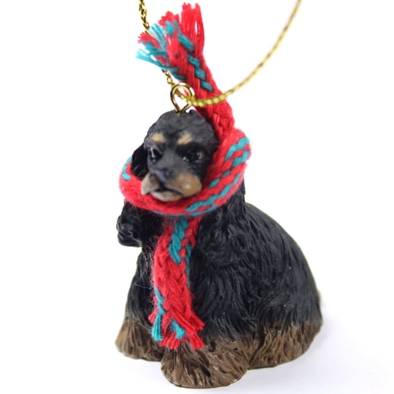 Cocker Spaniel Tiny Miniature One Christmas Ornament Black-Tan - DELIGHTFUL!
