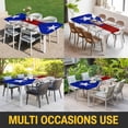 thumbnail image 5 of Puerto Rican Flag Table Cloths for 3 Foot Rectangle Tables, Vintage Geometric Art Wooden Patio Waterproof Elastic Fitted Tablecloths, Washable Rectangular Table Cover for Camping, 5 of 8