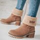 thumbnail image 3 of Botas de tacón grueso para mujer, botas de nieve antideslizantes a media pantorrilla, zapatos cortos de plataforma cómodos, 3 of 5