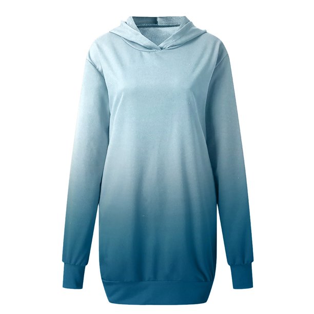 Gibobby Vestido de punto trenzado Vestido de mujer con capucha y bolsillos de manga larga con estampado de túnica(Azul,G)