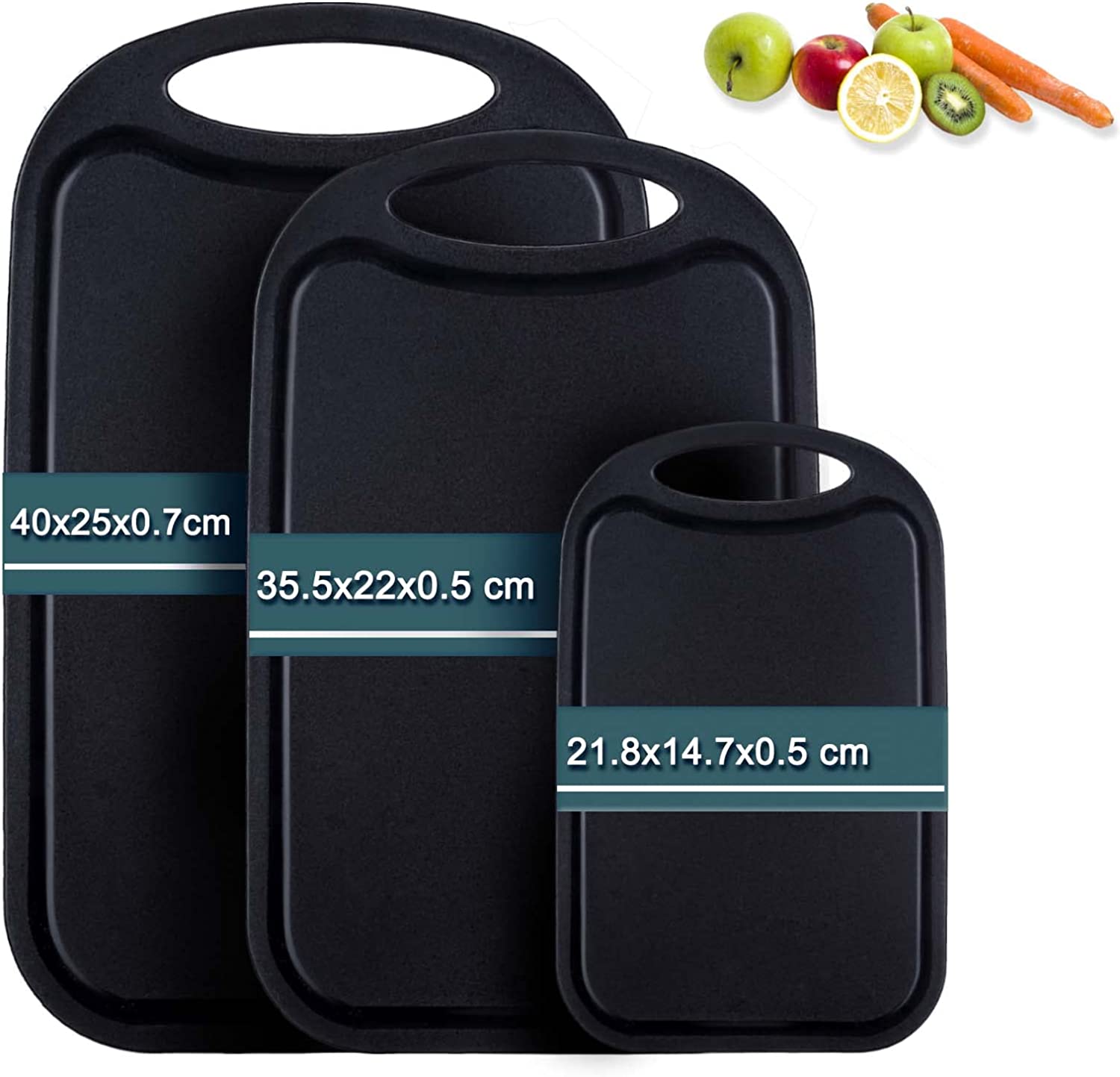 Bestdin Cutting Boards Set, 3 Pieces BPA Free Chopping Board, Plastic Cutting Board with Easy