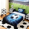 thumbnail image 3 of Erosebridal Water Lightning Soccer Twin Sheet Sets, Sport Bedding for Men and Boys, 3 Pieces, 1 Flat Sheet, 1 Fitted Sheet and 1 Pillowcase, 3 of 6