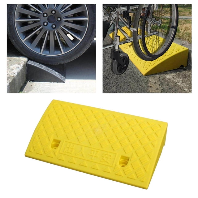 Portable Curb Ramp Wheelchair Threshold bike ramp kit Ramp Kerb Ramp Non-slip 11cm Yellow