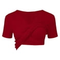 thumbnail image 4 of Nestiefly Womens Short Sleeve Shirts with Built in Bra V Neck Basic T-Shirts Workout Yoga Tops Athletic Shelf Bra Tops Padded Red 2XL, 4 of 7