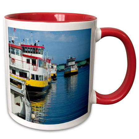 Casco Bay Portland Maine - 3dRose Maine, Portland, Portland waterfront, Casco Bay ferries - Two Tone Red Mug, 11-ounce