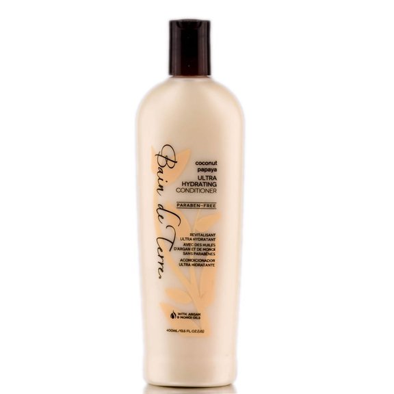 13.5 oz , Bain de Terre Coconut Papaya Ultra Hydrating Conditioner hair beauty, Pack of 1 w/ Sleekshop Pink Comb