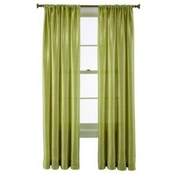 MR2 Lime 2-PC Set rod pocket faux silk window curtain treatment set of two 2 solid semi sheer voile panels 55" W x 95" L (Each)