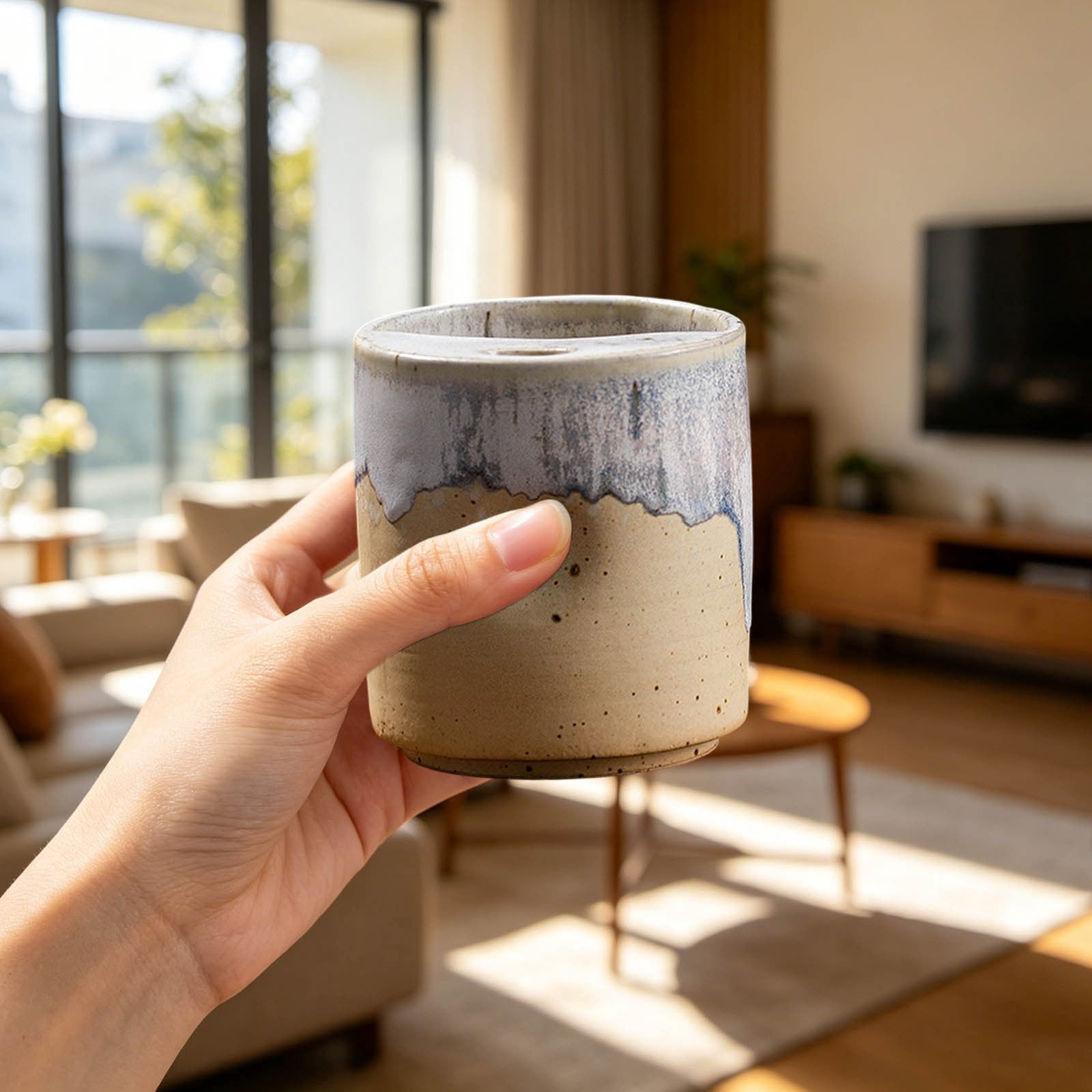 QIUXUJ-1pc Retro Ceramic Espresso Cup with Straw, Vintage Style Thick Wall Porcelain Coffee Mug, Small Demitasse Cup for Home Kitchen Cafe Daily Coffee Drinking (Beige)
