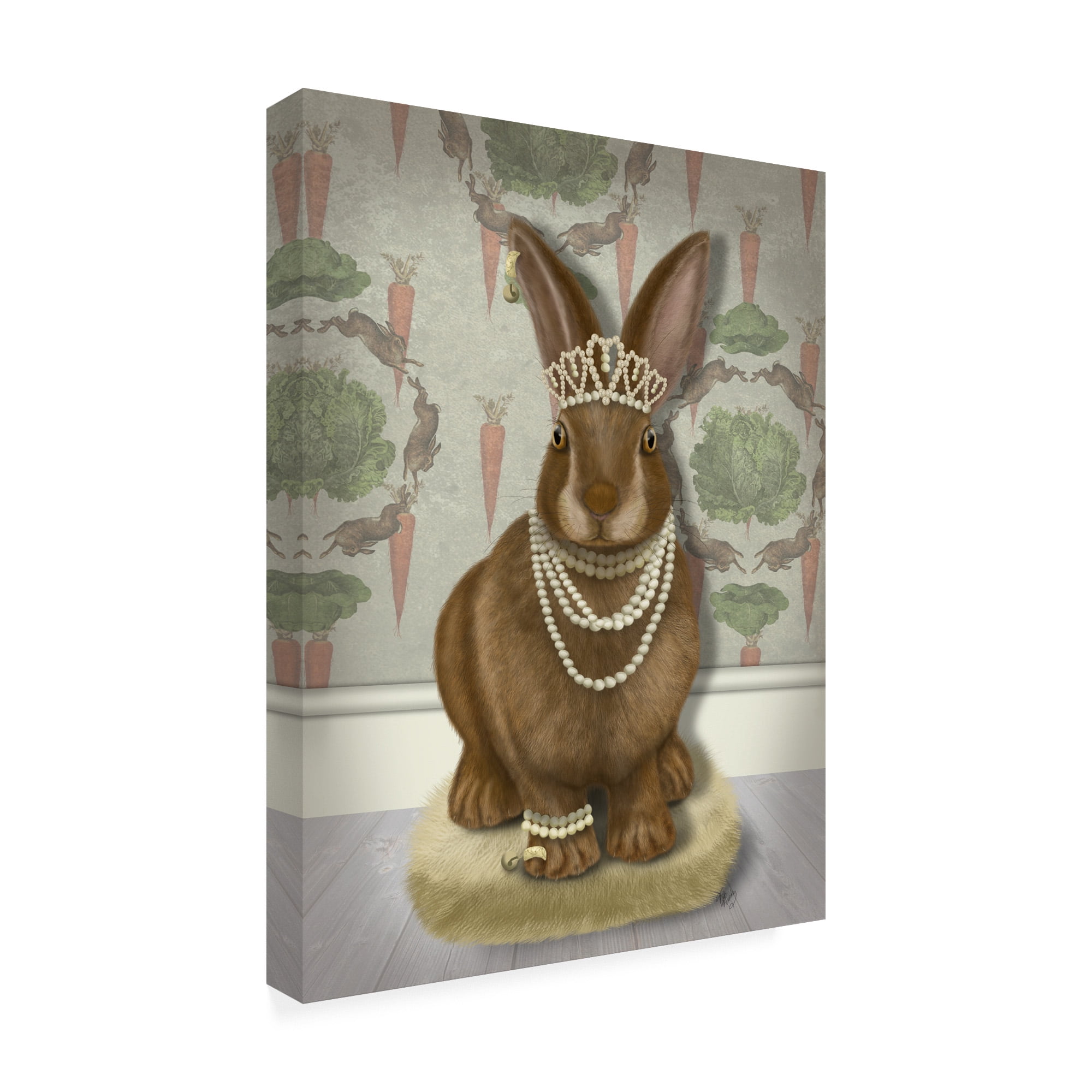 Trademark Fine Art 'Rabbit and Pearls, Full' Canvas Art by Fab Funky