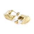 thumbnail image 2 of 5pairs Ion Plating(IP) 304 Stainless Steel Stud Earrings Half Hoop Earrings Real 14K golden Plated 19x9mm Real 14K Gold Plated, 2 of 2